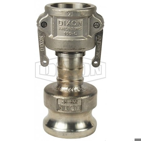 Dixon Type DA Cam and Groove Reducing Coupler, 1-1/2 x 1 in Nominal, Coupler x Adapter End Style, 316 SS 1015-DA-SS